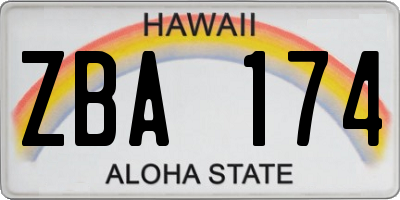 HI license plate ZBA174
