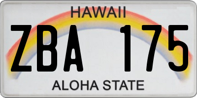 HI license plate ZBA175