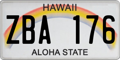 HI license plate ZBA176