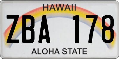 HI license plate ZBA178
