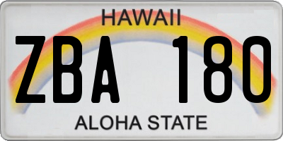 HI license plate ZBA180