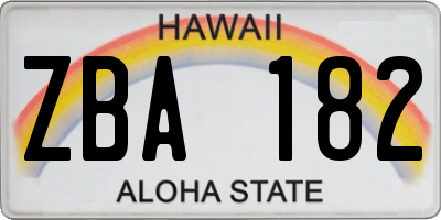 HI license plate ZBA182