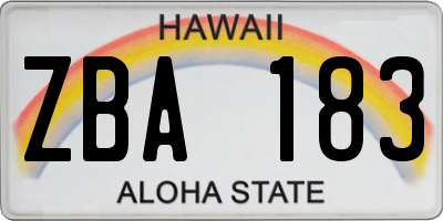 HI license plate ZBA183