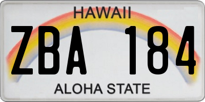 HI license plate ZBA184