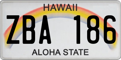 HI license plate ZBA186