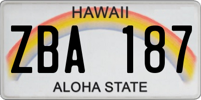 HI license plate ZBA187