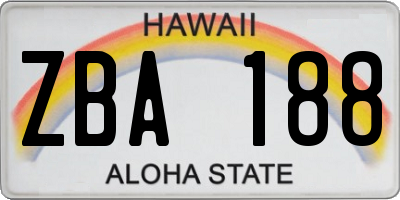 HI license plate ZBA188