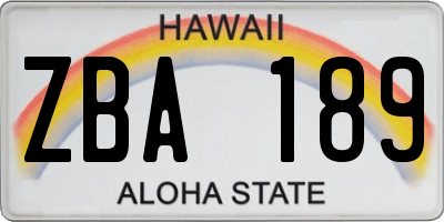 HI license plate ZBA189