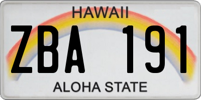 HI license plate ZBA191
