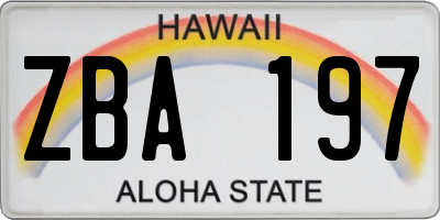 HI license plate ZBA197