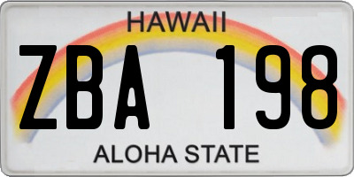 HI license plate ZBA198
