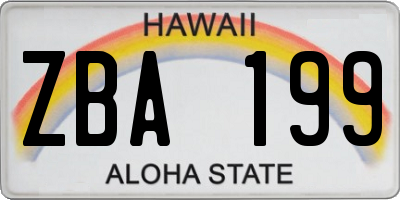 HI license plate ZBA199