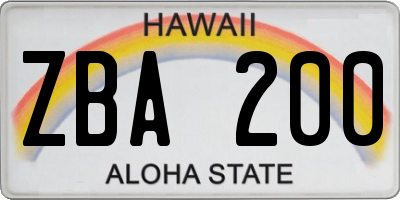HI license plate ZBA200