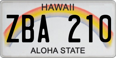 HI license plate ZBA210