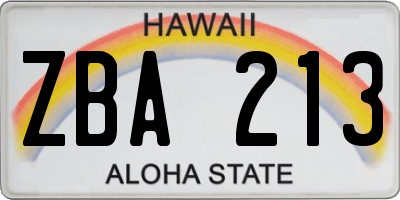 HI license plate ZBA213