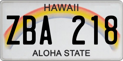 HI license plate ZBA218