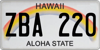 HI license plate ZBA220