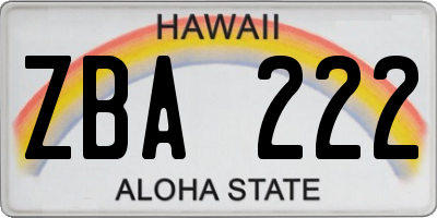 HI license plate ZBA222