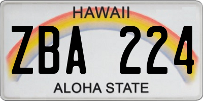 HI license plate ZBA224