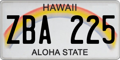 HI license plate ZBA225