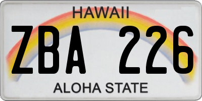 HI license plate ZBA226