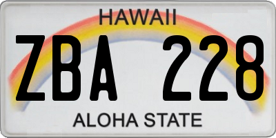 HI license plate ZBA228