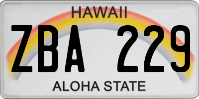 HI license plate ZBA229