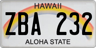 HI license plate ZBA232