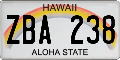HI license plate ZBA238