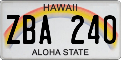 HI license plate ZBA240