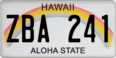 HI license plate ZBA241
