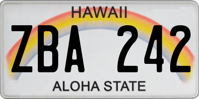 HI license plate ZBA242