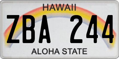 HI license plate ZBA244