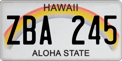 HI license plate ZBA245