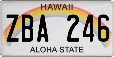 HI license plate ZBA246