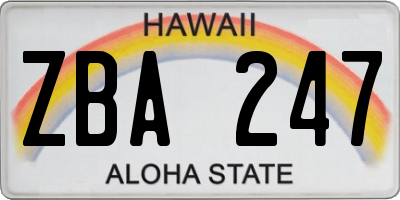 HI license plate ZBA247