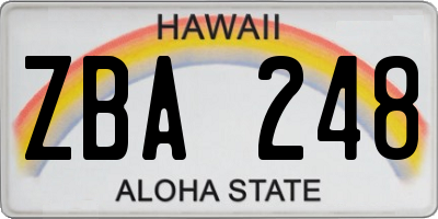 HI license plate ZBA248