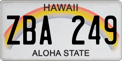 HI license plate ZBA249