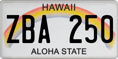 HI license plate ZBA250