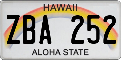 HI license plate ZBA252