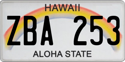 HI license plate ZBA253