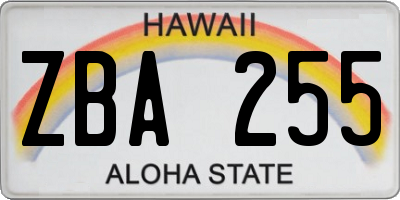 HI license plate ZBA255