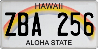 HI license plate ZBA256