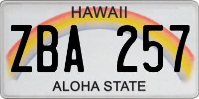 HI license plate ZBA257