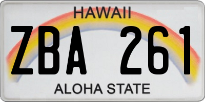 HI license plate ZBA261
