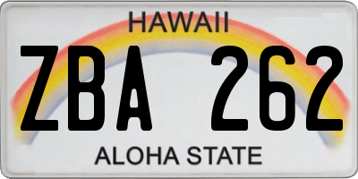 HI license plate ZBA262