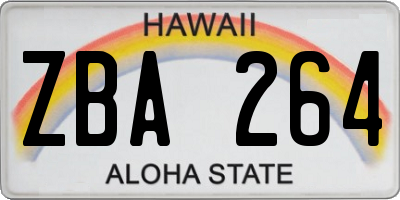HI license plate ZBA264