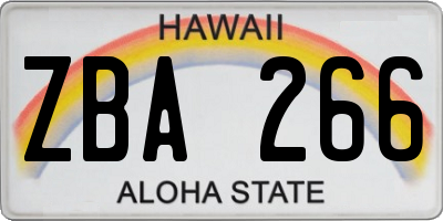 HI license plate ZBA266