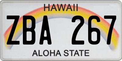 HI license plate ZBA267