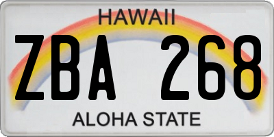 HI license plate ZBA268